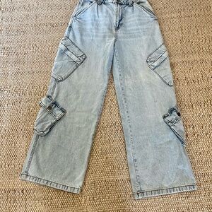 Cotton On Light Blue Women's Flare Cargo Jeans